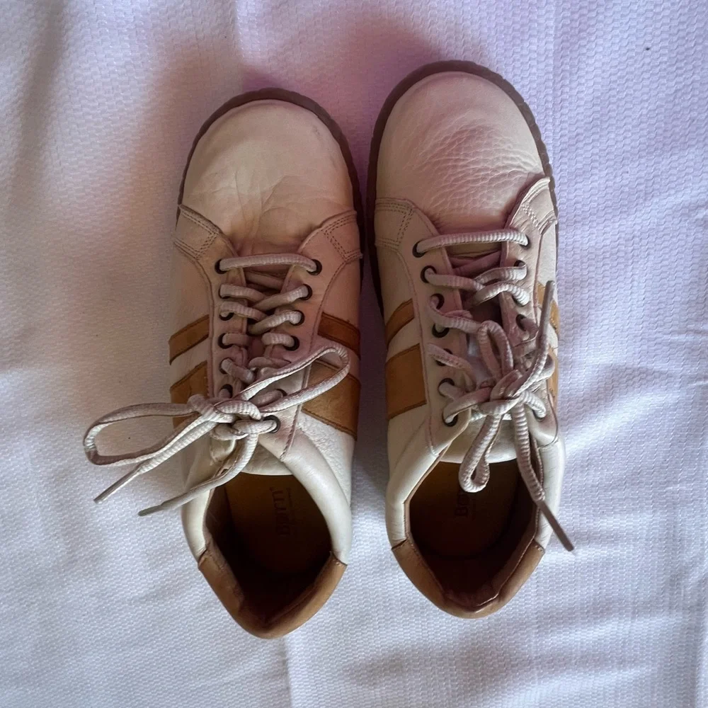 Born White and Tan Sneakers NWOT